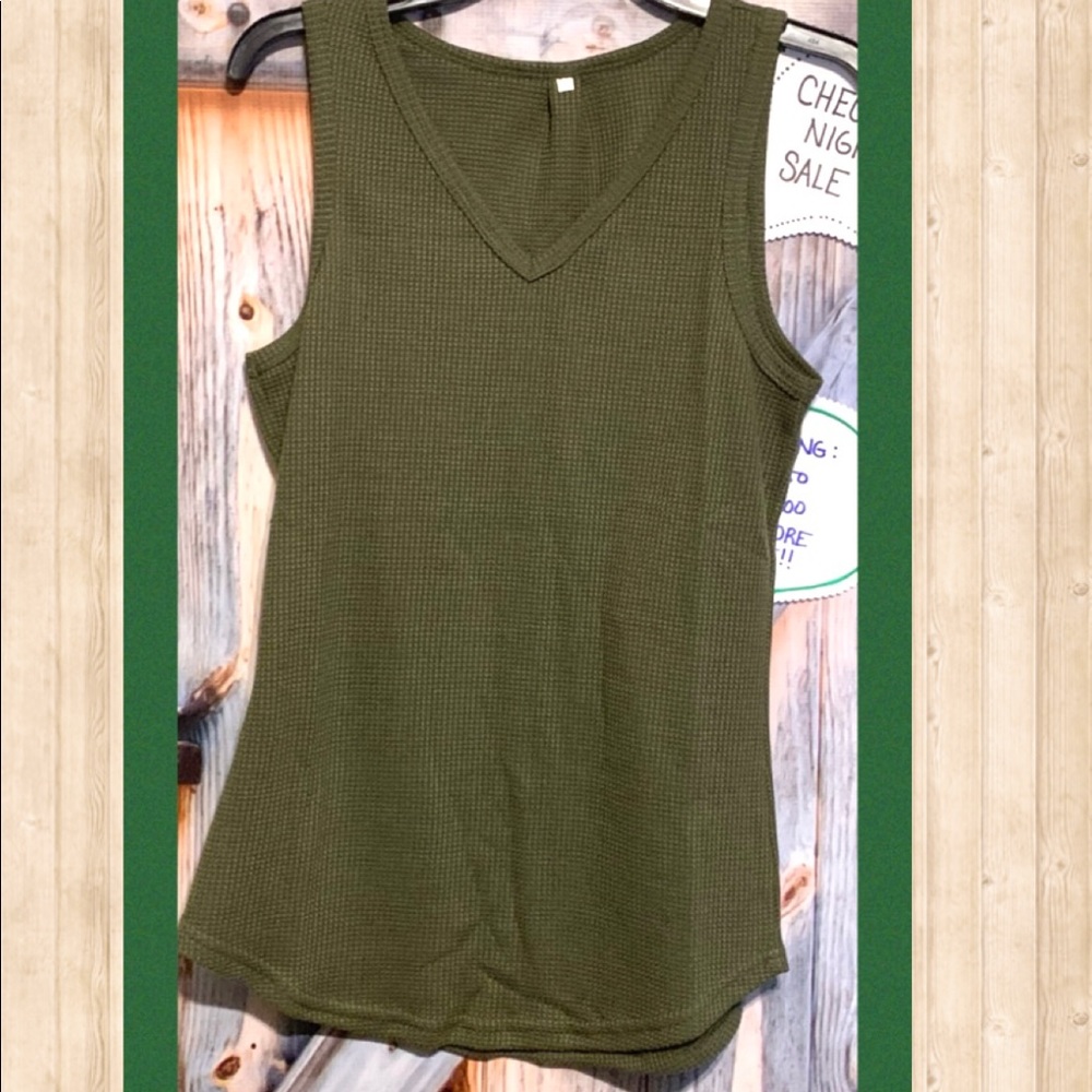 Brand New Waffle Materiel; TANK. Layer this fall!